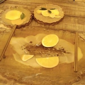 Handmade acrylic tray w/coasters